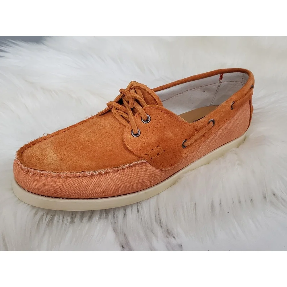 Stefano Bonfiglioli Mens‎ Suede Leather Loafer Boat Shoes ORANGE Sz 43 US 10
